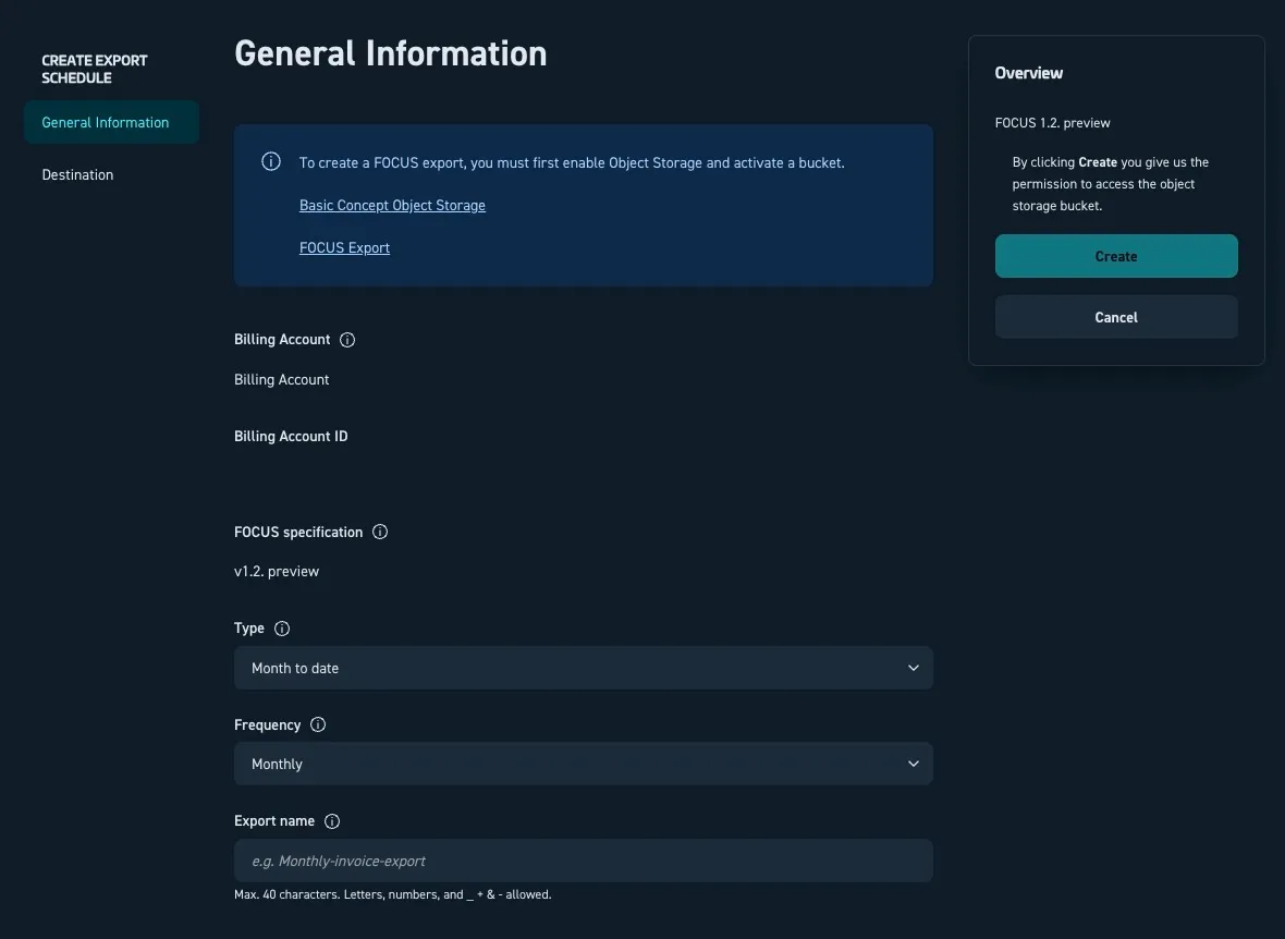 FOCUS create schedule step 1